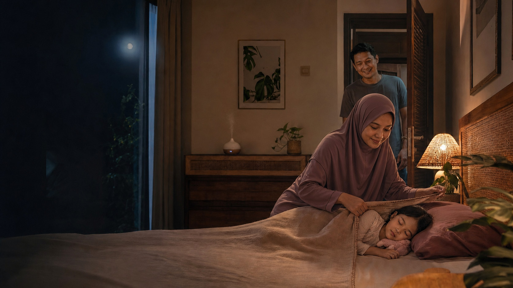 Keluarga Indonesia menikmati suasana rumah yang segar dan tenang bersama Sabshal